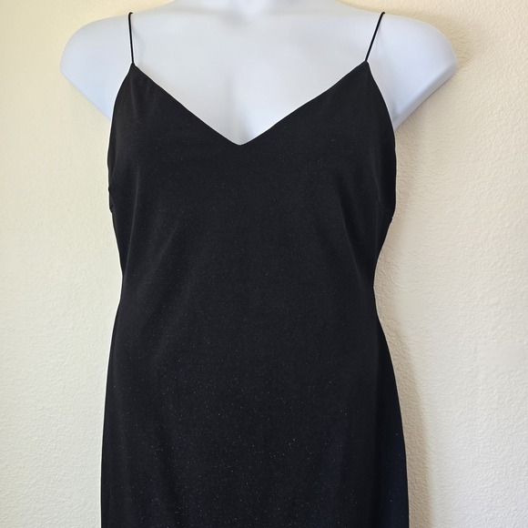 VTG Y2k 90s Asymmetrical Midi Maxi Strap Glitter 2XL Dress Prom Black Tie Formal - Picture 2 of 8